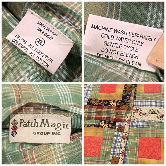 Vintage Patch Magic Quilted Reversible Vest Size XL Patchwork/Plaid Green/Button - Picture 3 of 15